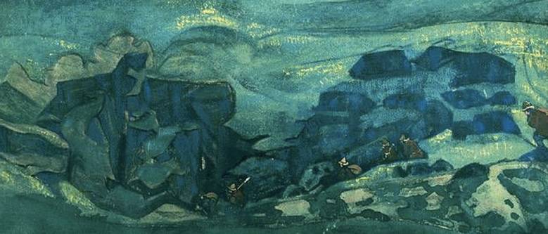 Картина Н.К.Рериха. Чудь подземная (Чудь под землю ушла) (фрагмент) 1913 год