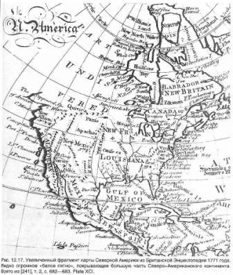 Фрагмент Северной Америки на карте из Британской Энциклопедии 1771г.