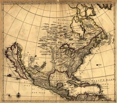 Карта Северной Америки, датируемая 1600-1685 годами